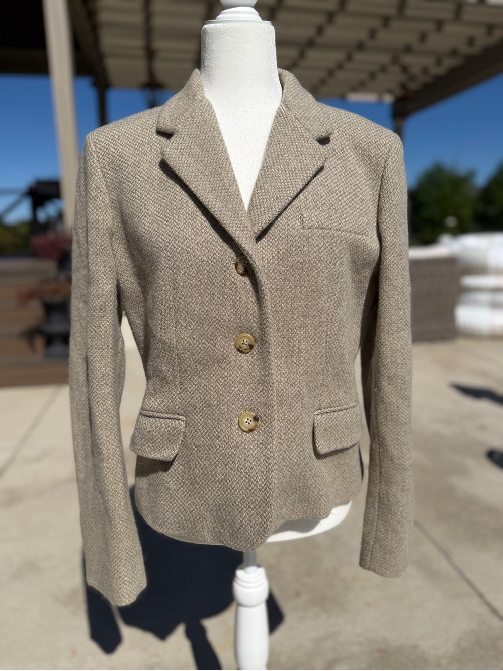 Lauren Ralph Lauren Beige Tweed Blazer Jacket